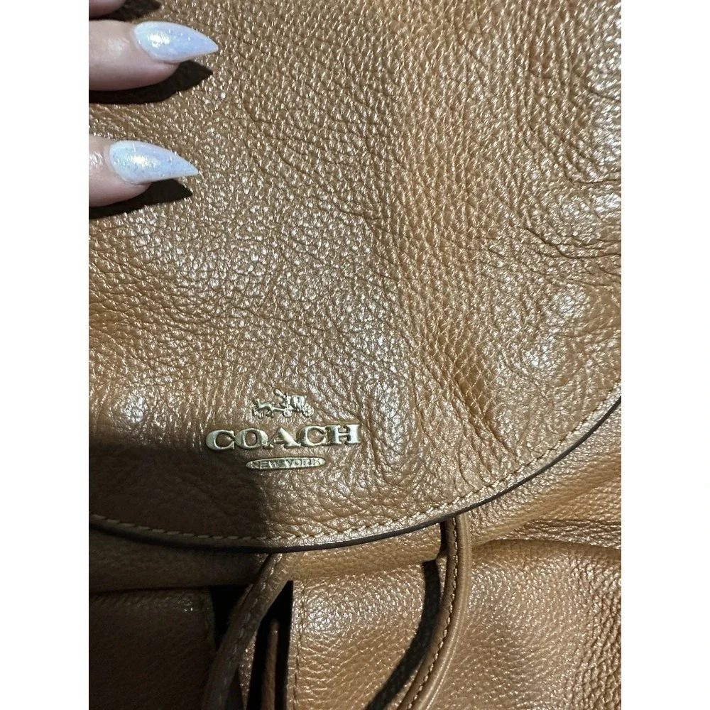 VTG Coach Pebble Leather Billie Saddle Brown Backpack - Picture 5 of 12